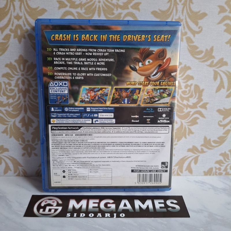 Kaset BD PS4 Crash Team Racing Nitro Fueled - Second/Bekas