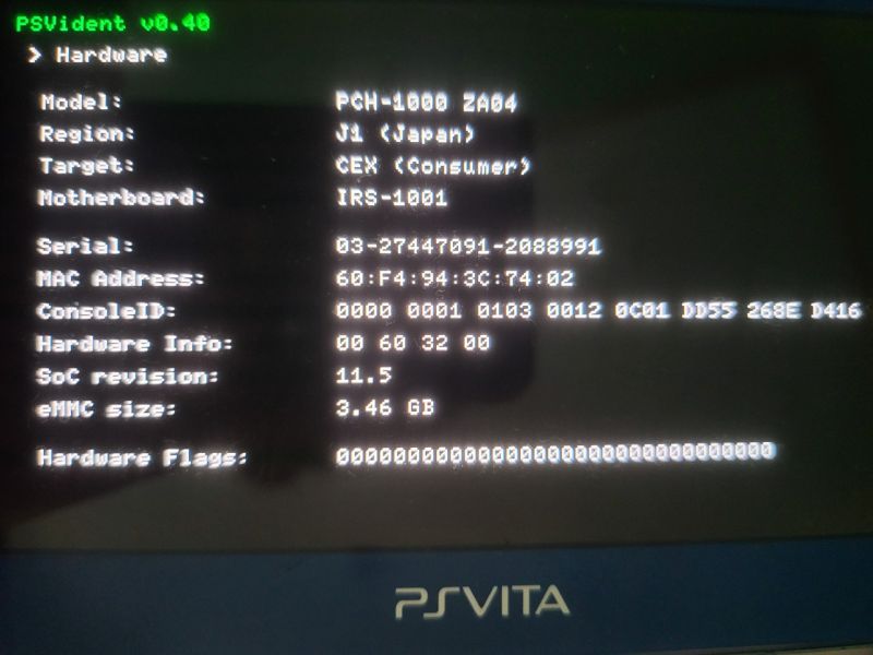 Ps vita FAT rare blue saphire irs 1001