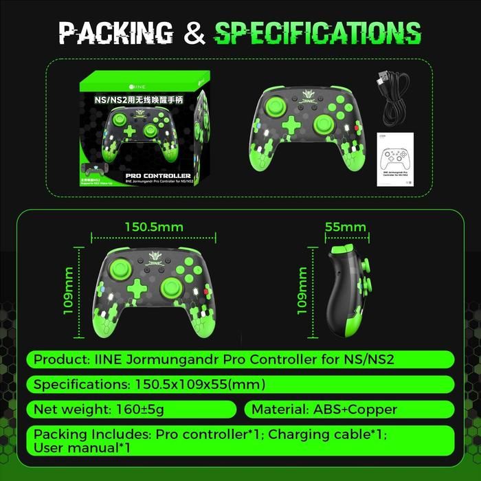 IINE Jormungandr Pro Controller Pokemon Z-A Edition for Nintendo Switch / Switch 2 NS2 NSW2 L1224