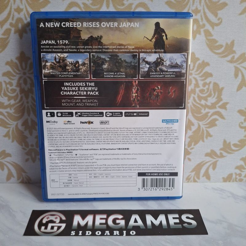 Kaset BD PS5 Assassins Creed Shadows - Second/Bekas