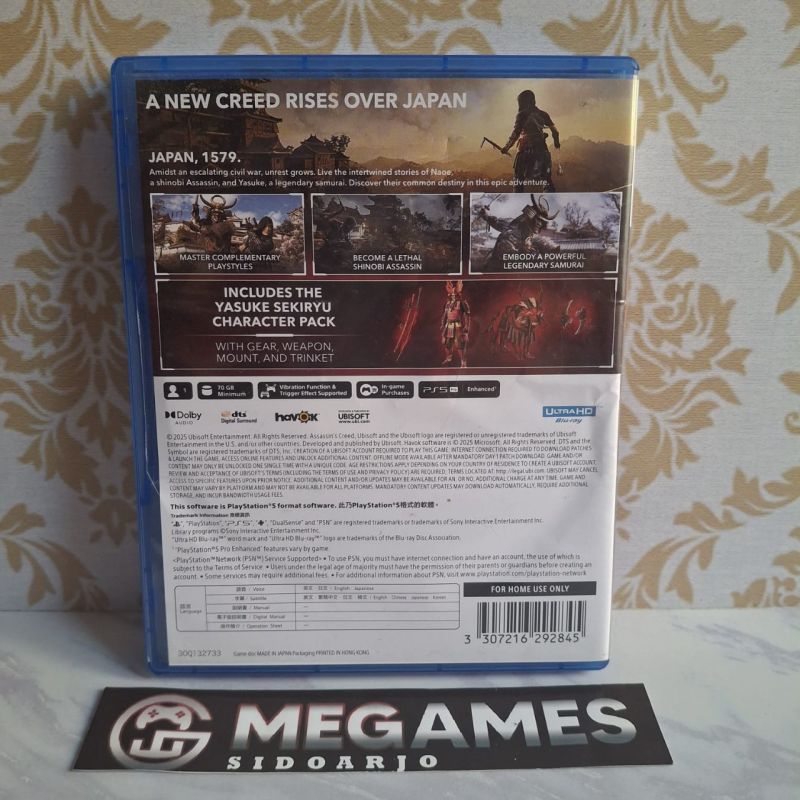 Kaset BD PS5 Assassins Creed Shadows - Second/Bekas